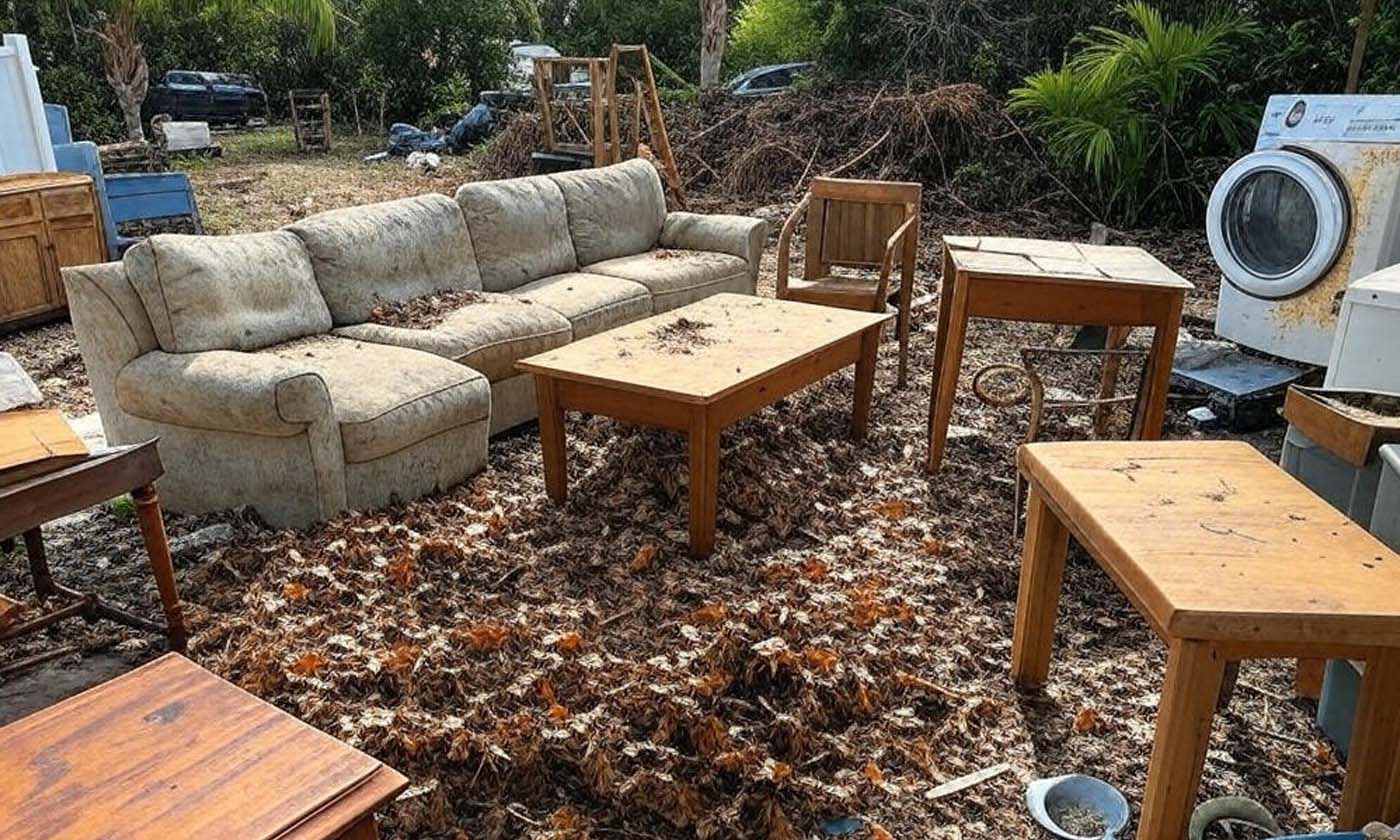Furniture, appliances, and household junk at a moving job site in Deltona, FL.